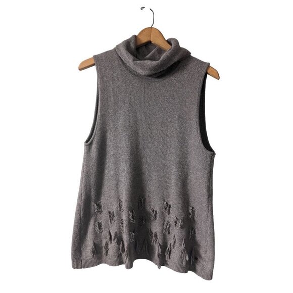 One Grey Day Alpaca Turtleneck Open Back Sleeveless Sweater Women's Size M - Picture 3 of 8